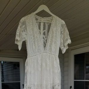 White lace romper with dress overlay, medium